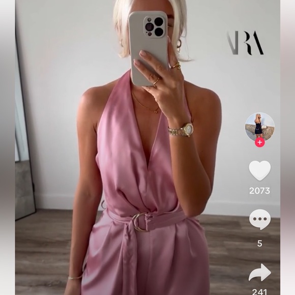 ZARA SATIN EFFECT JUMPSUIT WITH BELT - Picture 10 of 16